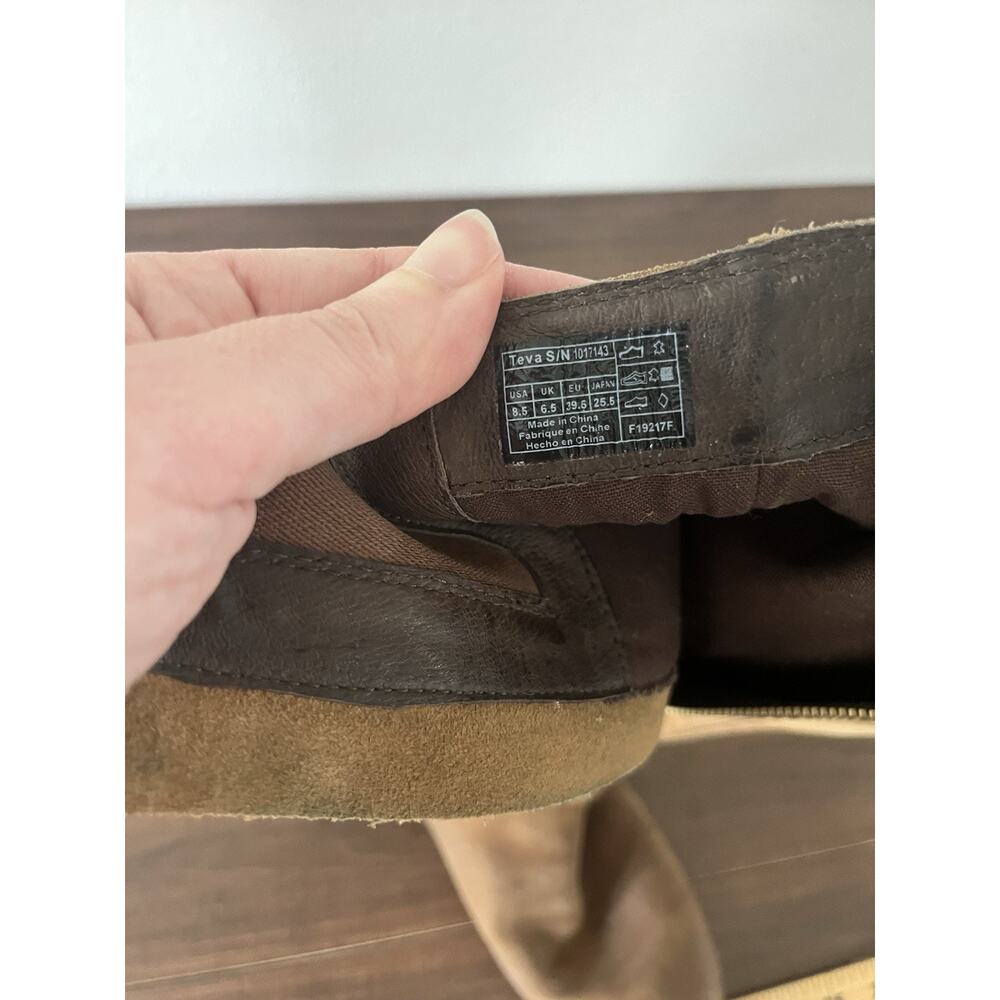 TEVA DE LA VINA WATERPROOF LEATHER TALL BOOTS US 8.5 WOMENS BROWN SIDE ZIP BOOT - Picture 12 of 12